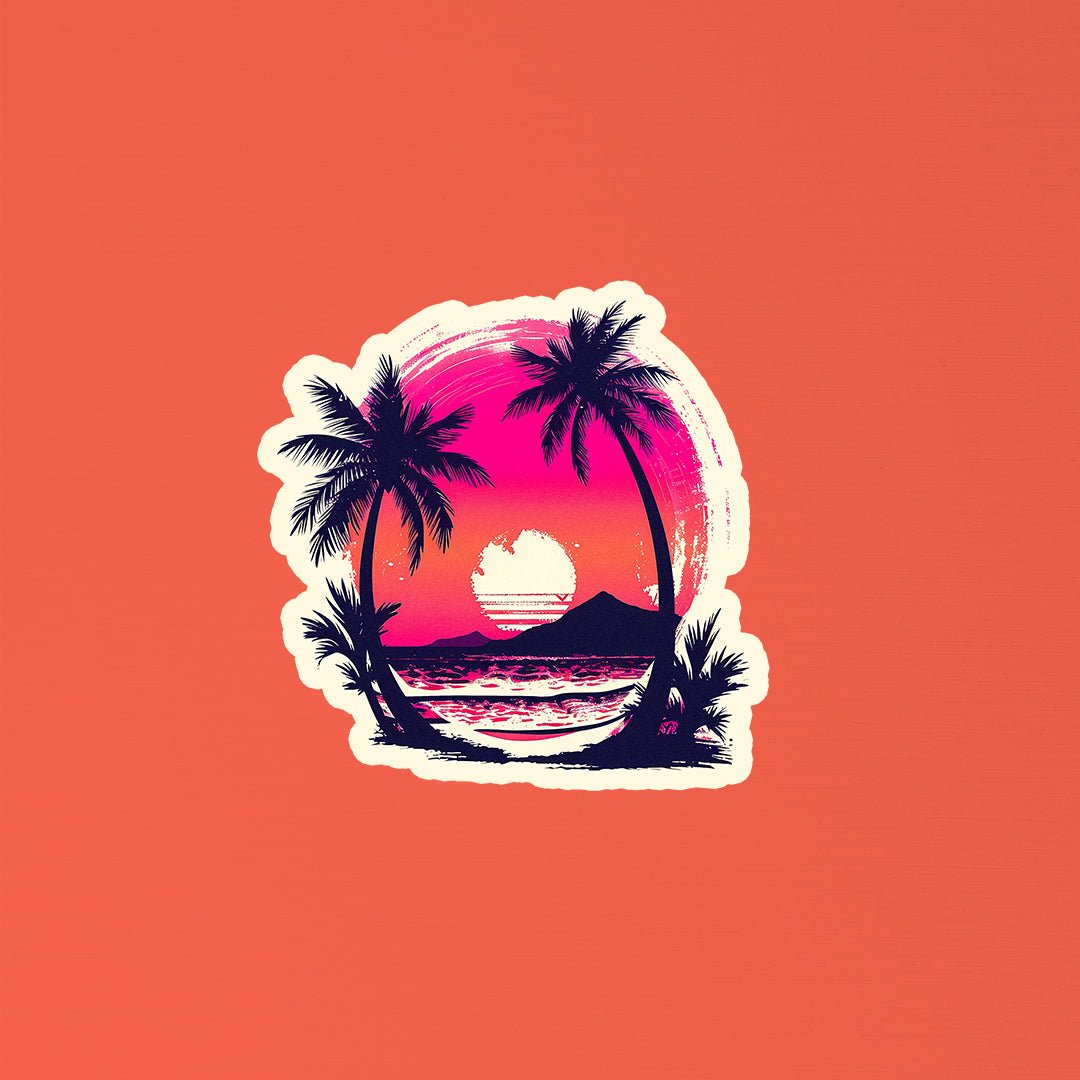 Palm Tree Sunset Chill Sticker - STICKER LOK